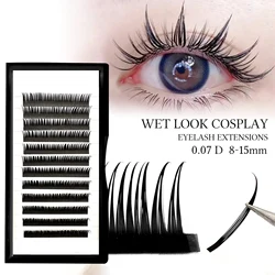 Wet look Cosplay Eyelash Extensions Cluster Volume Lashes D Curl 8-15mm Soft Mink False Eyelashes Individual Lash