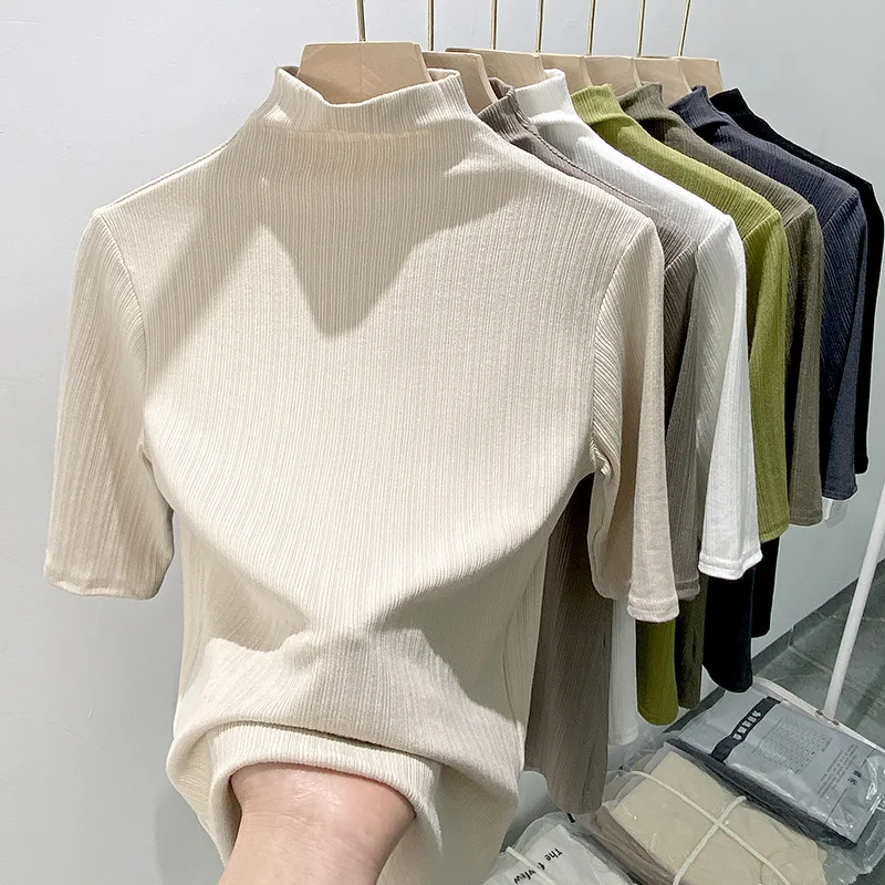 Women's Bestselling Mock Neck Short Sleeve T-Shirt UPF Sun Protection Layering Top New