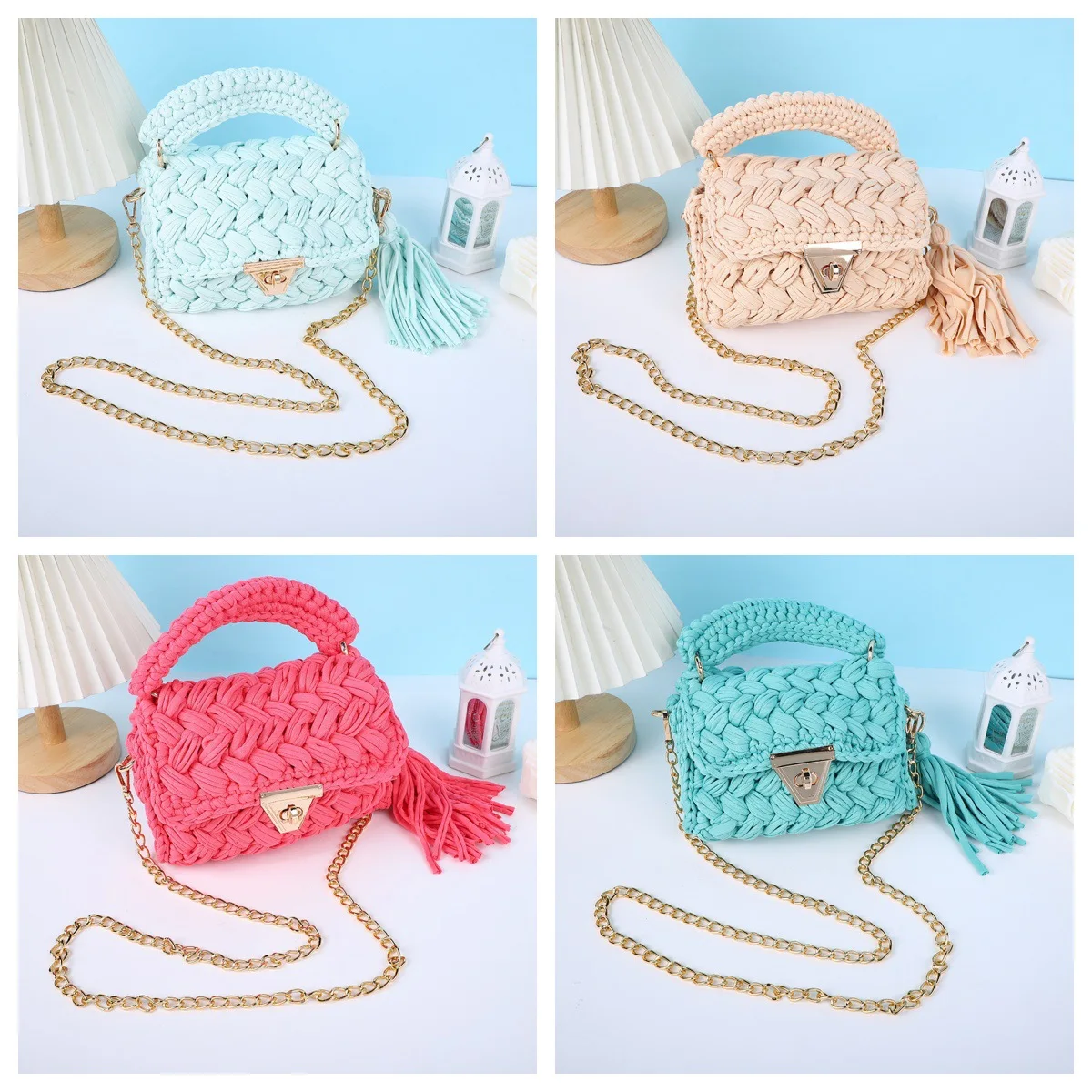 2024 Women\'s Bag Hand-knitted Crochet Finished Explosive Crossbody Bag Fashion Women\'s Bag tote bags luxury designer handbag