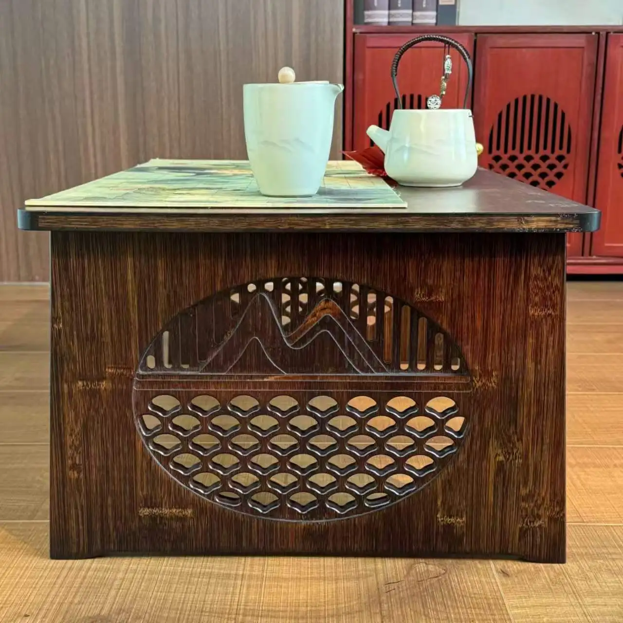 Foldable Bamboo Tea Table Multi-Functional Window Seat Desk Compact Balcony Furniture for Small Space  Easy Storage