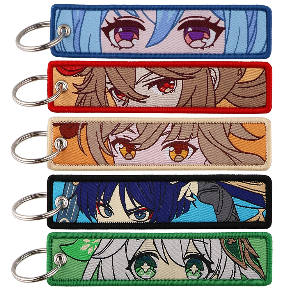 Anime Game Embroidery Key Fobs Holder Key Tags Keychain for Motorcycles Jet Tag Fashion Accessories for Fans Gifts