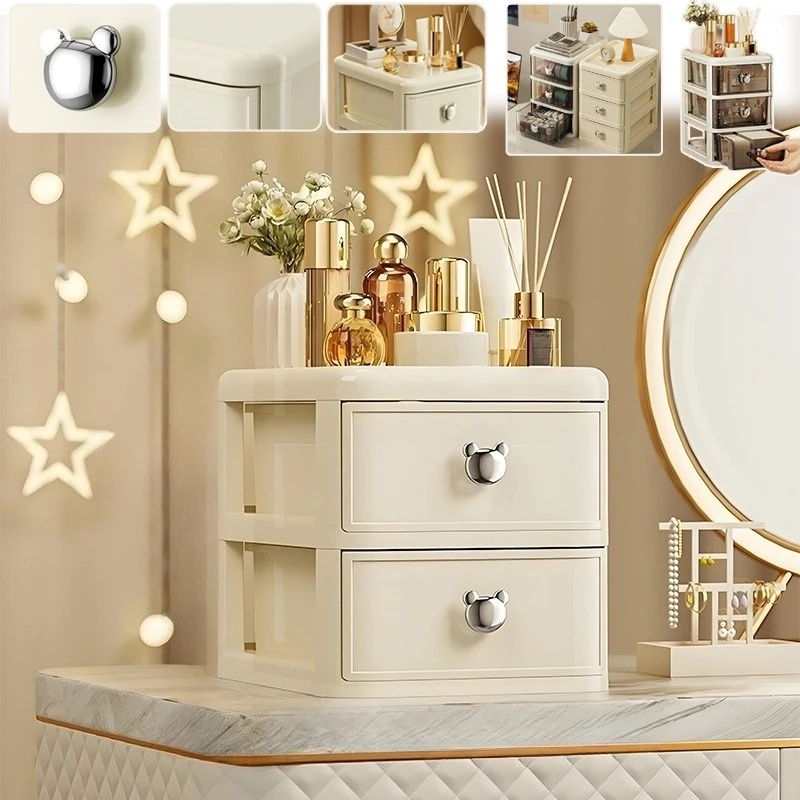 

New Large Capacity Drawer Makeup Organizer Stackable Office Desk Storage Box Dustproof Stationery Supplies Debris Storage Rack