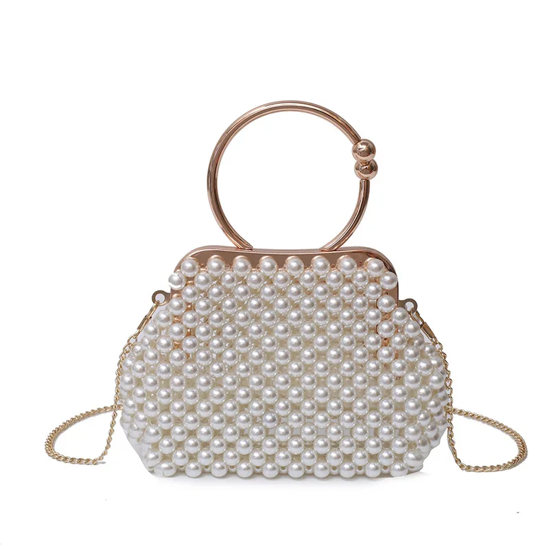 Full Pearl Girls New Handbag Purse Female Messenger Bags Women Elegant Pearl Tote Ladies Fashion Party Beads Crossbody Chain Sac