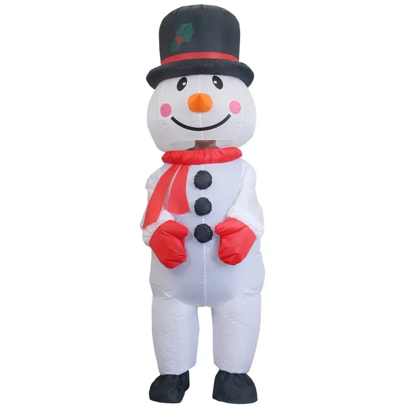

111 www Christmas with Big Hat Adult Inflatable Costume Fancy Snowman Dress Blow Up Suit