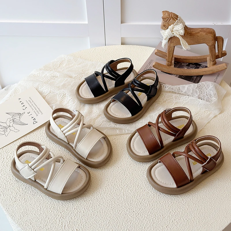 

Children's Cross Strap 2026 Summer New Sandals Fashionable Open Toe Beach Shoes Non-slip Versatile Children's Shoes 21-35