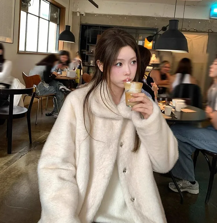 フェイクファー クロップドジャケット コート レディース ファーリー 秋 オーバーロング ナイトクラブ 若い 日本風 薄手 ニット アブリゴス ファッショナブル トレンド