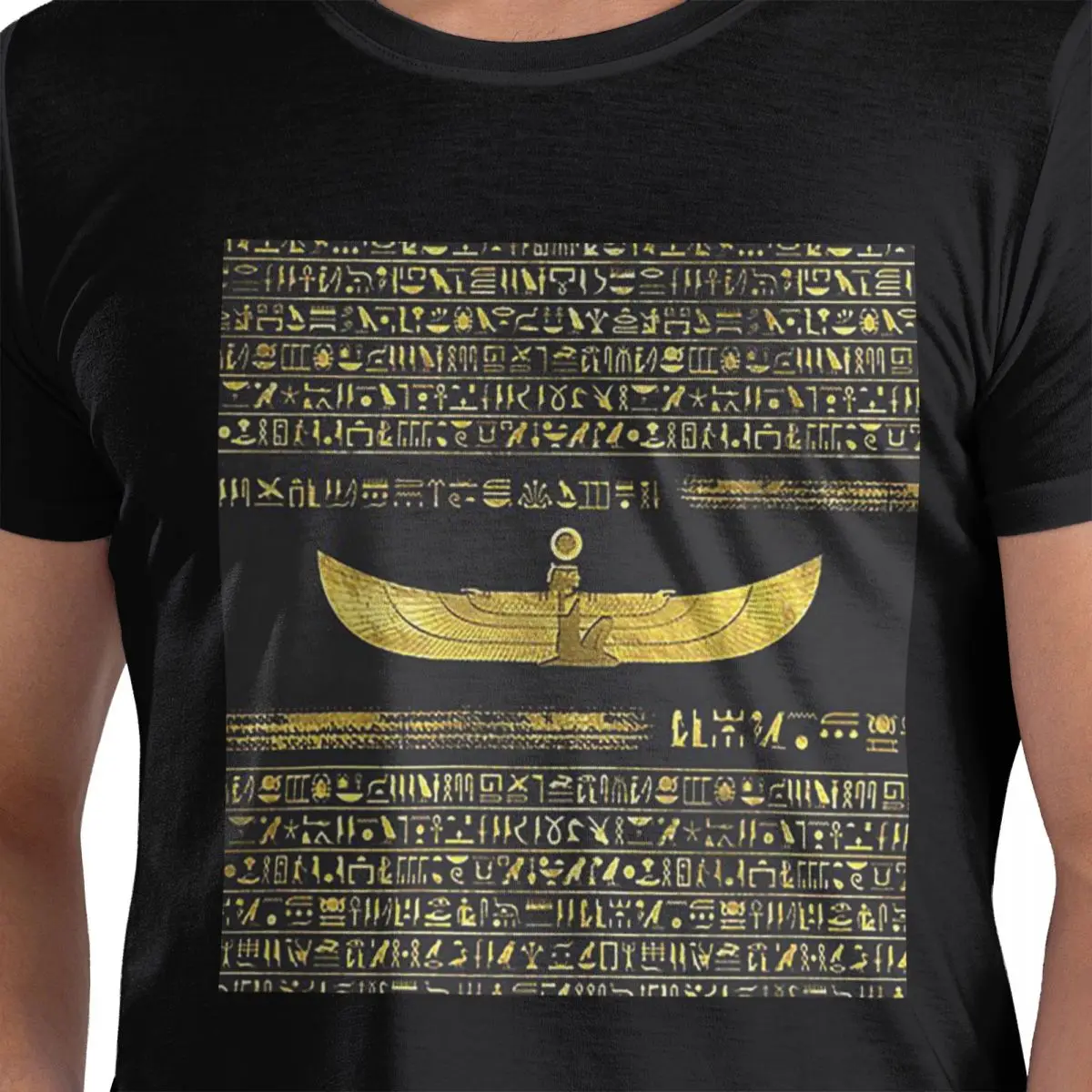 100% القطن الذهبي المصري الله زخرفة على الجلود السوداء تي شيرت الرجال الكلاسيكية تي شيرت الرجال طاقم الرقبة قمصان صيفية بلايز S-6XL