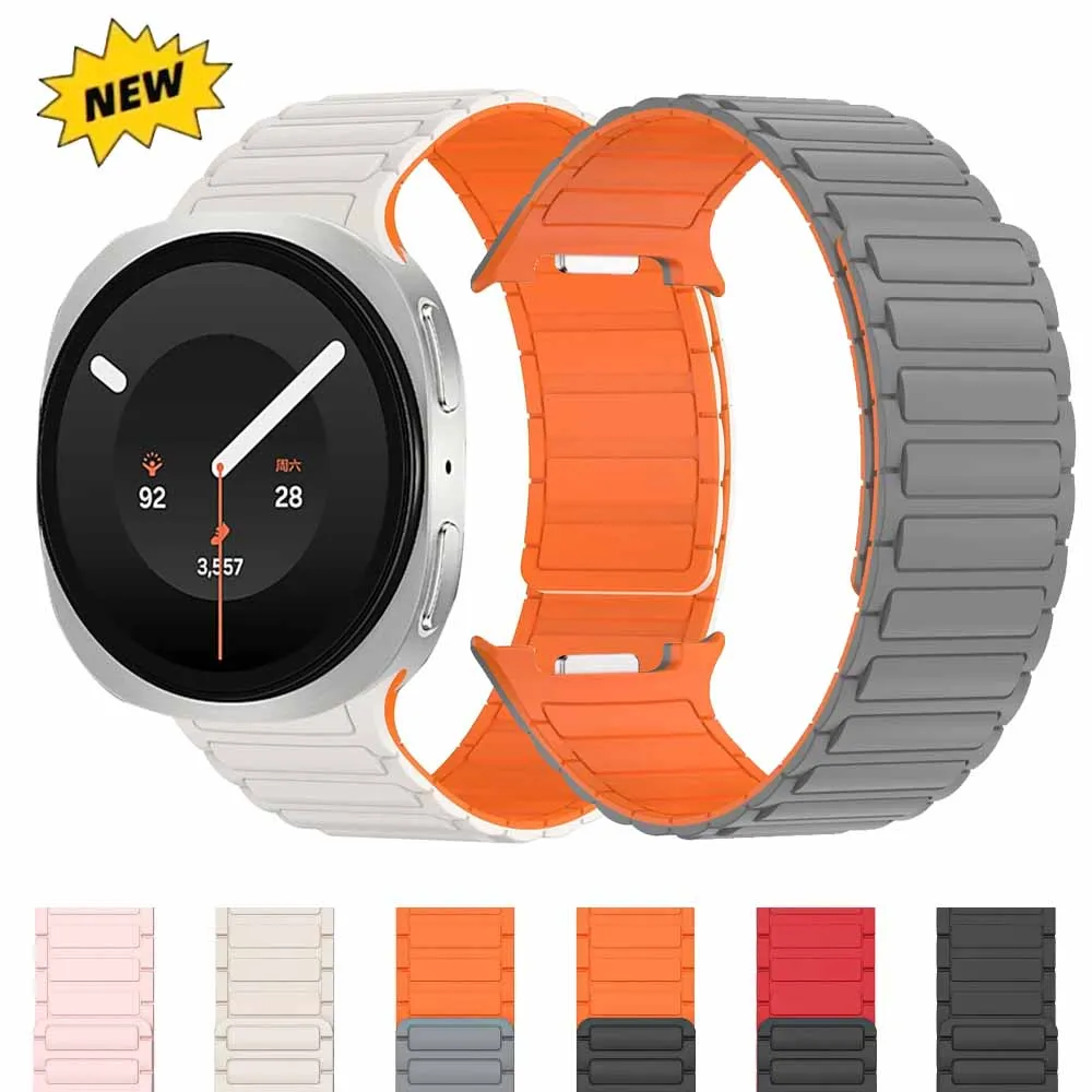 Original Silikonarmband für Samsung Galaxy Watch 9/8 44/40mm, magnetisches, atmungsaktives Armband für Galaxy Watch 8 Classic 46mm Correa