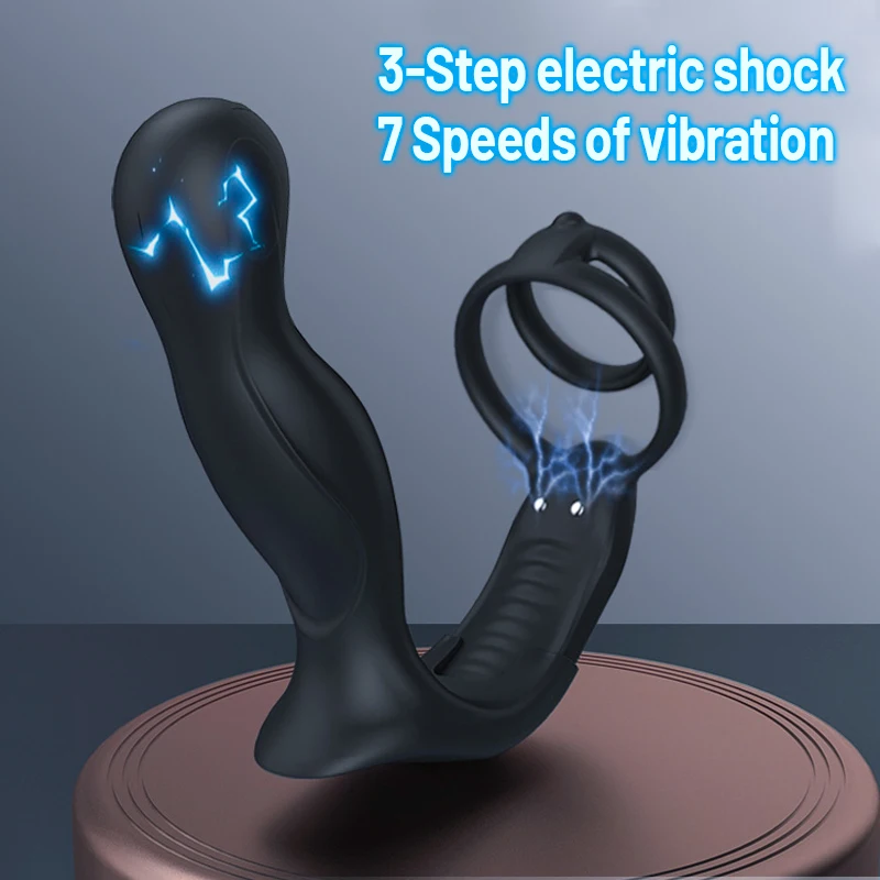 LOCKINK Drahtlose Fernbedienung Prostata-massagegeräte Männer Cock Ring Dildo Zersetzbarer Stromschlag Vibrator Anal Plug Spielzeug Für Erwachsene