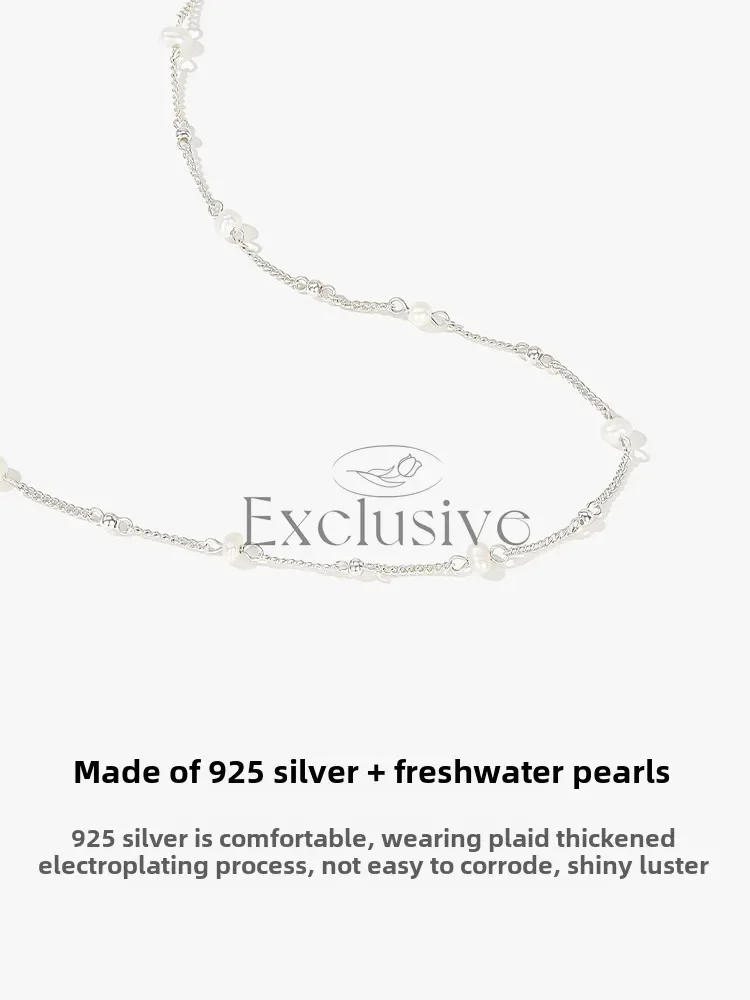925 Silver Gypsy Star Pearl Necklace Women's Light Luxury Niche Temperament Necklace Accessories
