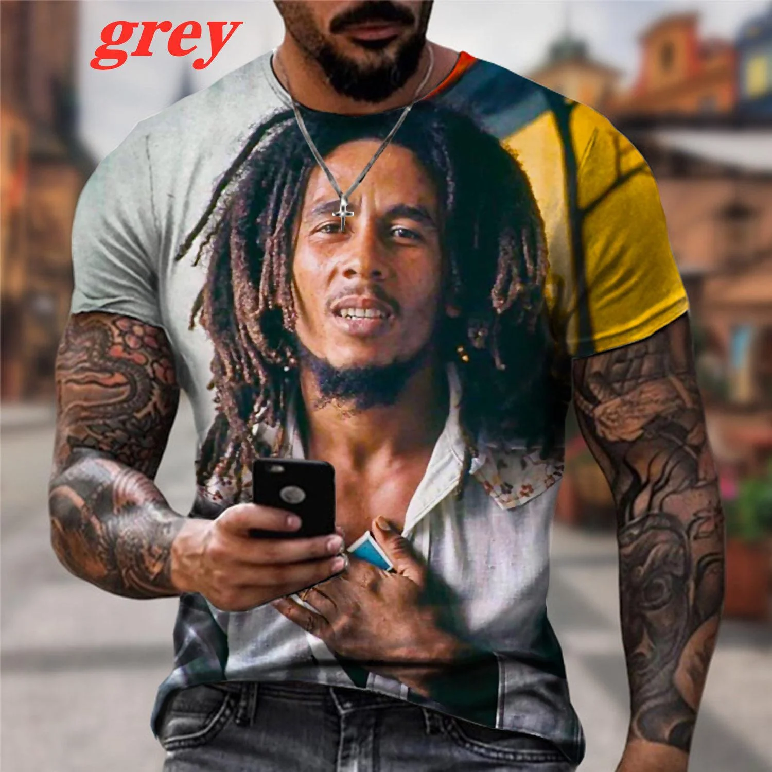 2023 Summer Men\'s T-shirts Cool Rock Bob Marley 3d Print O-neck Short Sleeve Street Hip-hop Shirt Oversized Tops Men Clothing