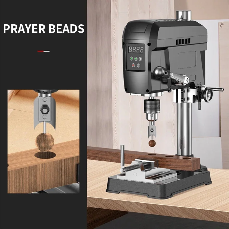 High-Precision 220V Compact Bench Drill, Industrial-Grade Drilling Machine with Digital Display on the Worktable and RPM Indicat
