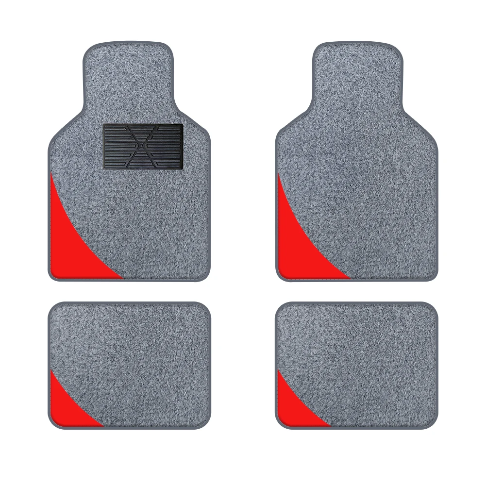 

Gray Velvet Floor Mat With Color Stripes 4pcs Suitable For Off-Road Vehicles And Trucks