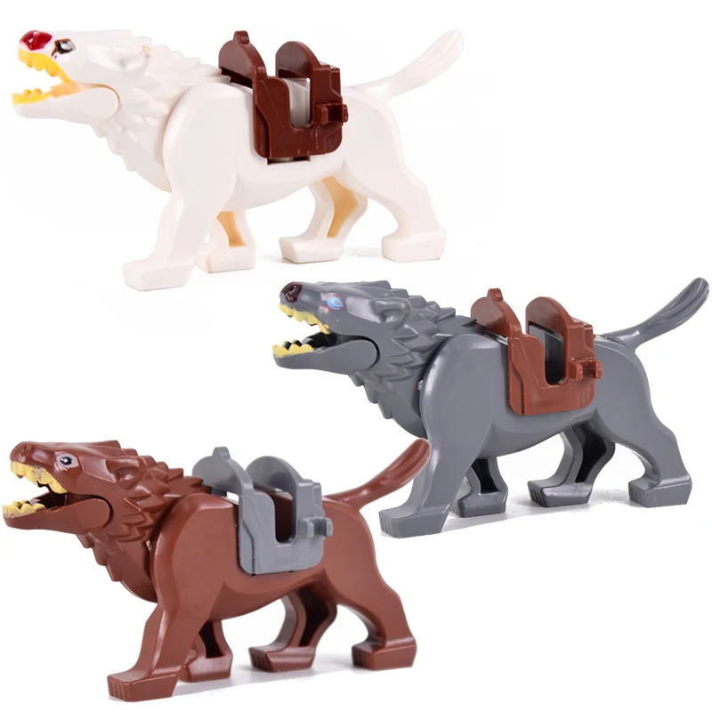 Animals Horse White & Black & Brown Mount Saddle Wolf Model Building Blocks LOTR Bricks Medieval Toys For Children