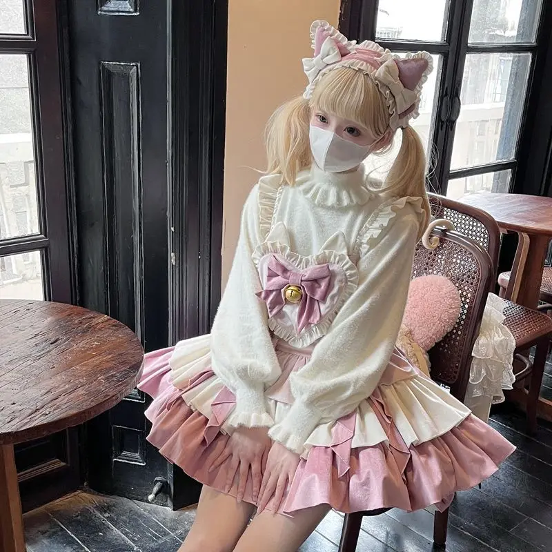 

Japan Dresses Lolita Japanese Design JSK Daily Wear Cute Light Rojita Big Bowknot Dress Vestidos Elegantes De Mujer