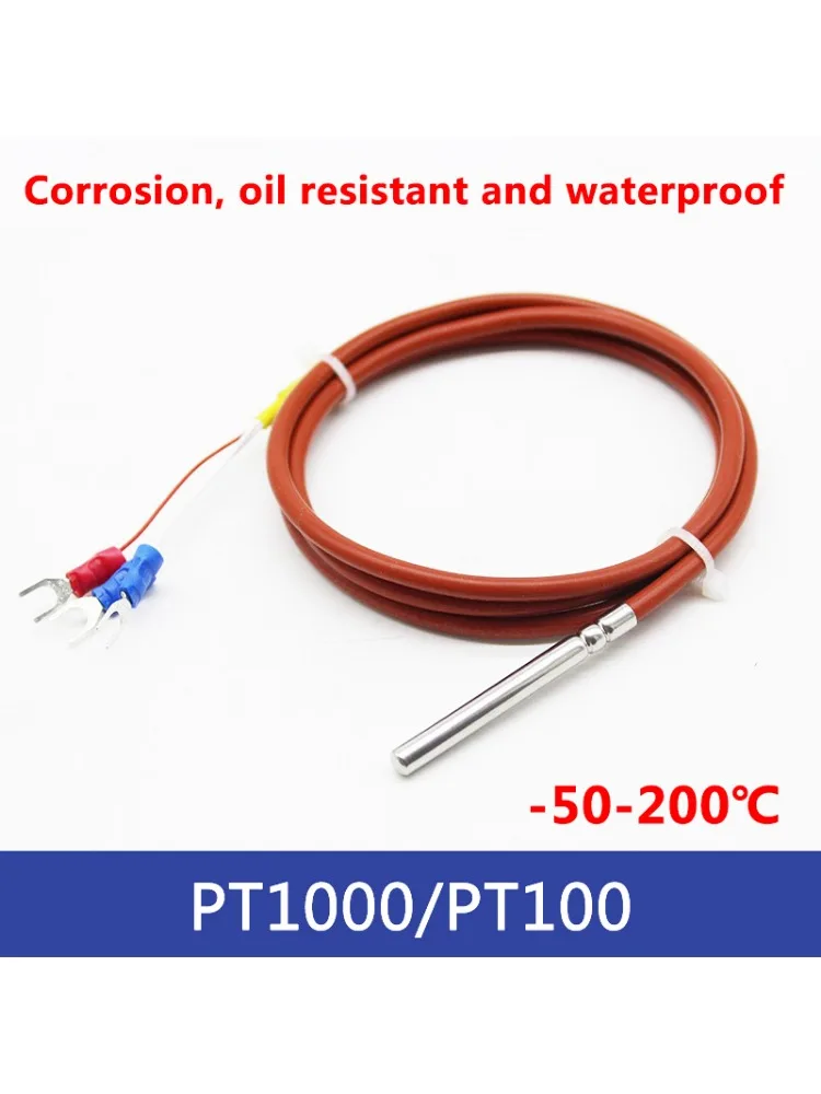 Capteur de température pt100 imperméable trois câbles pt1000 platine résistance térmica câble de protección de alambre silicone