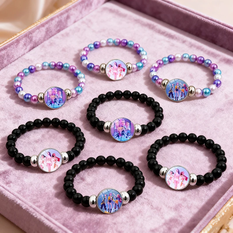 

K Pop Demon Hunters Colorful Bead Bracelet Anime Movie Rumi Zoey Mira Chain Bracelets Student Fashion Cospla Jewelry Accessories
