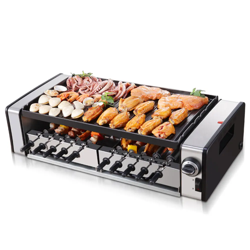 Electric Grill Skewer Barbecue Machine Household Korean Barbecue Machine BBQ Skewers Automatic Rotating Grill 10 Skewers