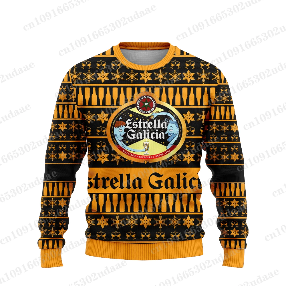 Pull à capuche joyeux Noël pour hommes et femmes, bière Estrella, galicia, en-ly, sweats à capuche de fête, couple, mode, sport,