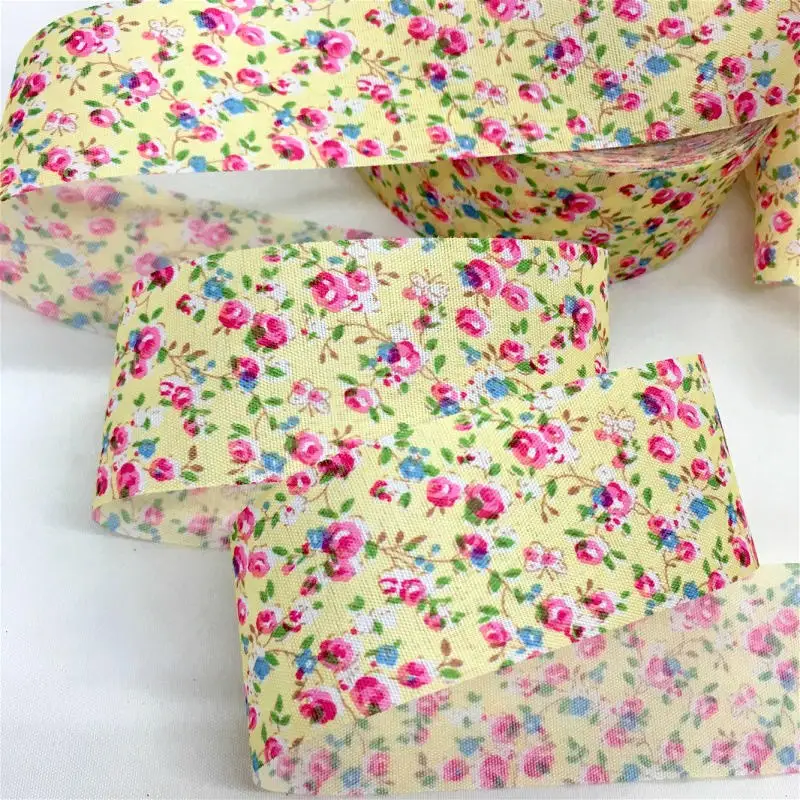 1.5cm 3cm 4cm 10Y Flowers Cloth Printed Fabric Ribbon for Textile Sewing  Bias Binding Handmade DIY Craft Gift Floral Packing