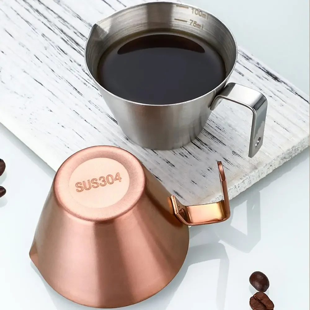 Kaffee-Extraktionsbecher aus Edelstahl 304, mit Skala, kleiner Milchlöffel, Herstellung von Becher, Espresso-Messbecher, Küchenutensilien-Becher – Detail 6
