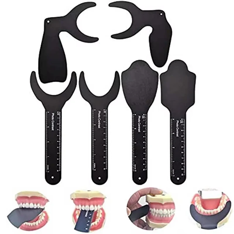 

6Pcs Dental Photo Contrast Black Background Board Autoclavable Contrast Intraoral Photographic Mirror Dental Tools Dentistry