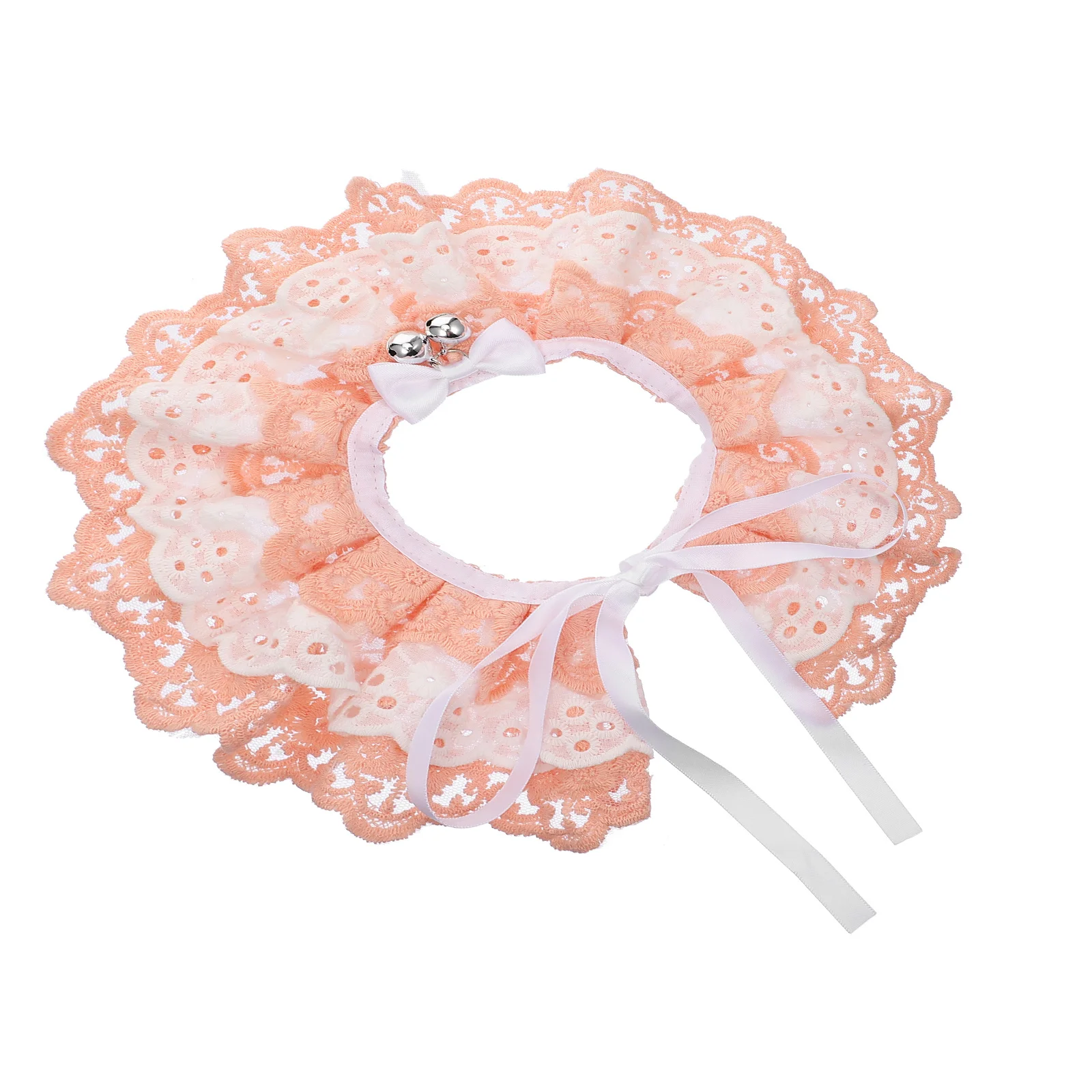 وشاح دانتيل على شكل قطة للحيوانات الأليفة مع أجراس، ملابس برقبة أنيقة لعيد الميلاد وحفلات الزفاف وعيد الميلاد وخفيفة الوزن ومريحة وجميلة