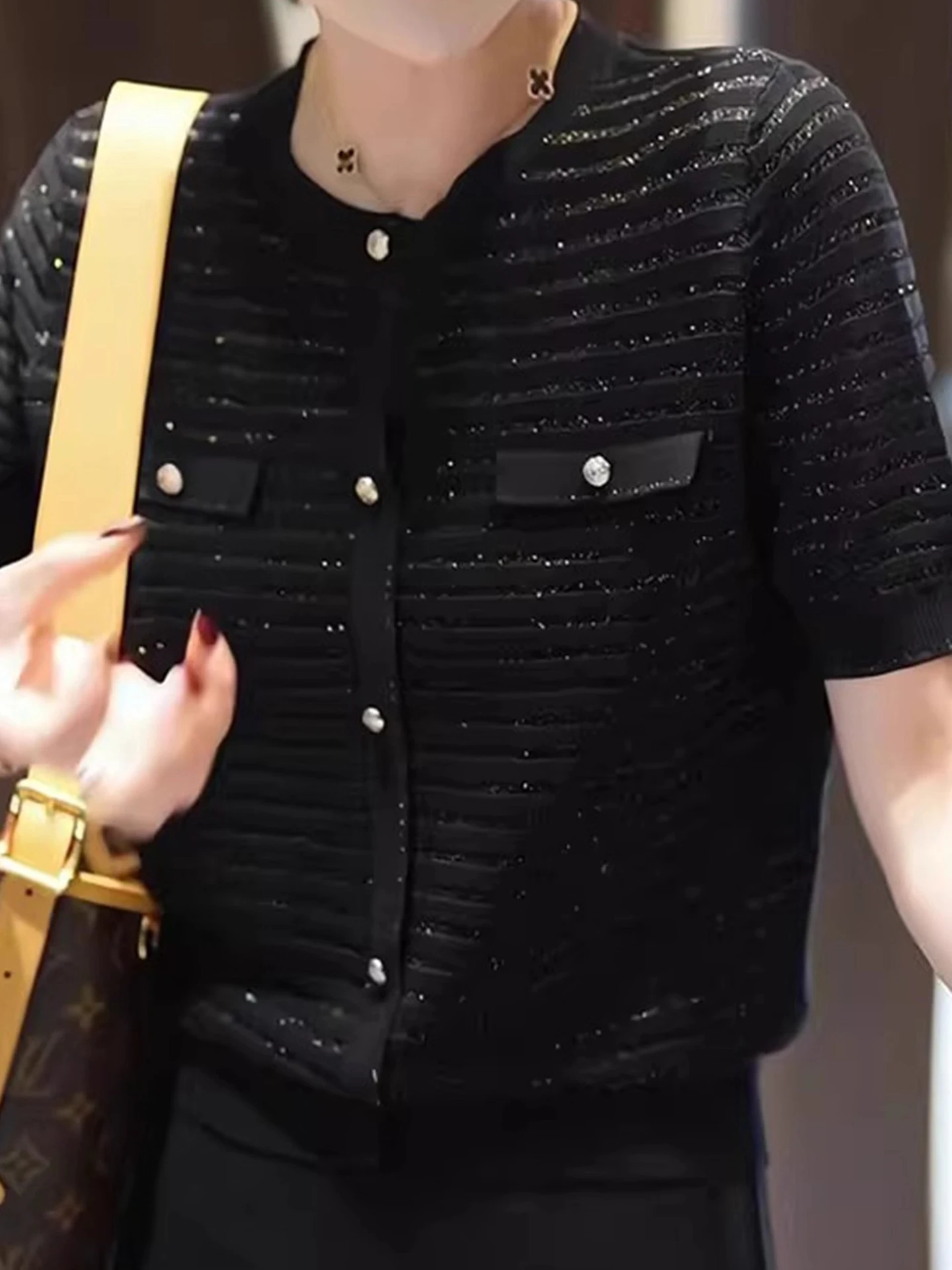 سترة مفتوحة محبوكة من الحرير الجليدي مستديرة Ne ort Sve سترة نسائية فضفاضة غير رسمية قابلة للتنفس وصديقة للبشرة صيفية #1