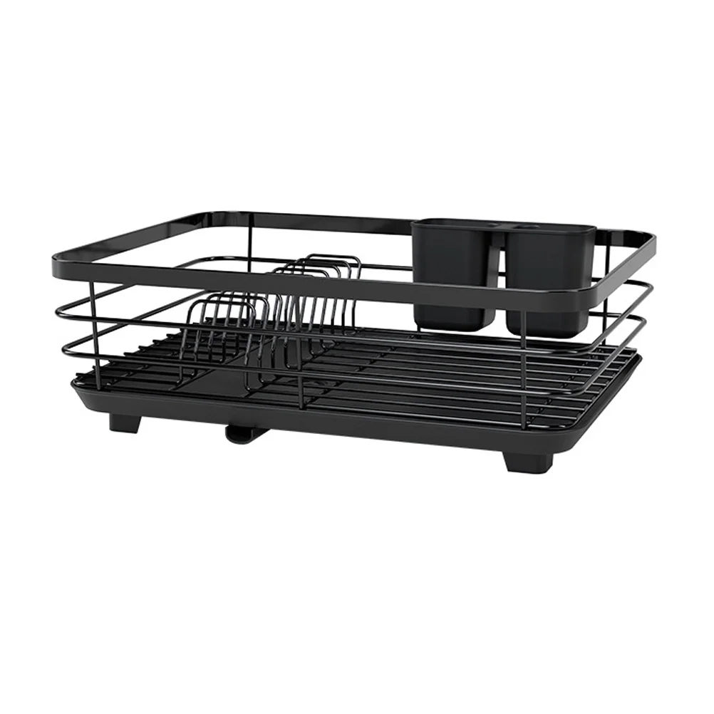 

Bowl Dish Drying Rack Kitchen Counter Organizer Stainless Steel Plate Holder Cutlery Tray Non-Slip Feet Drainage Rack
