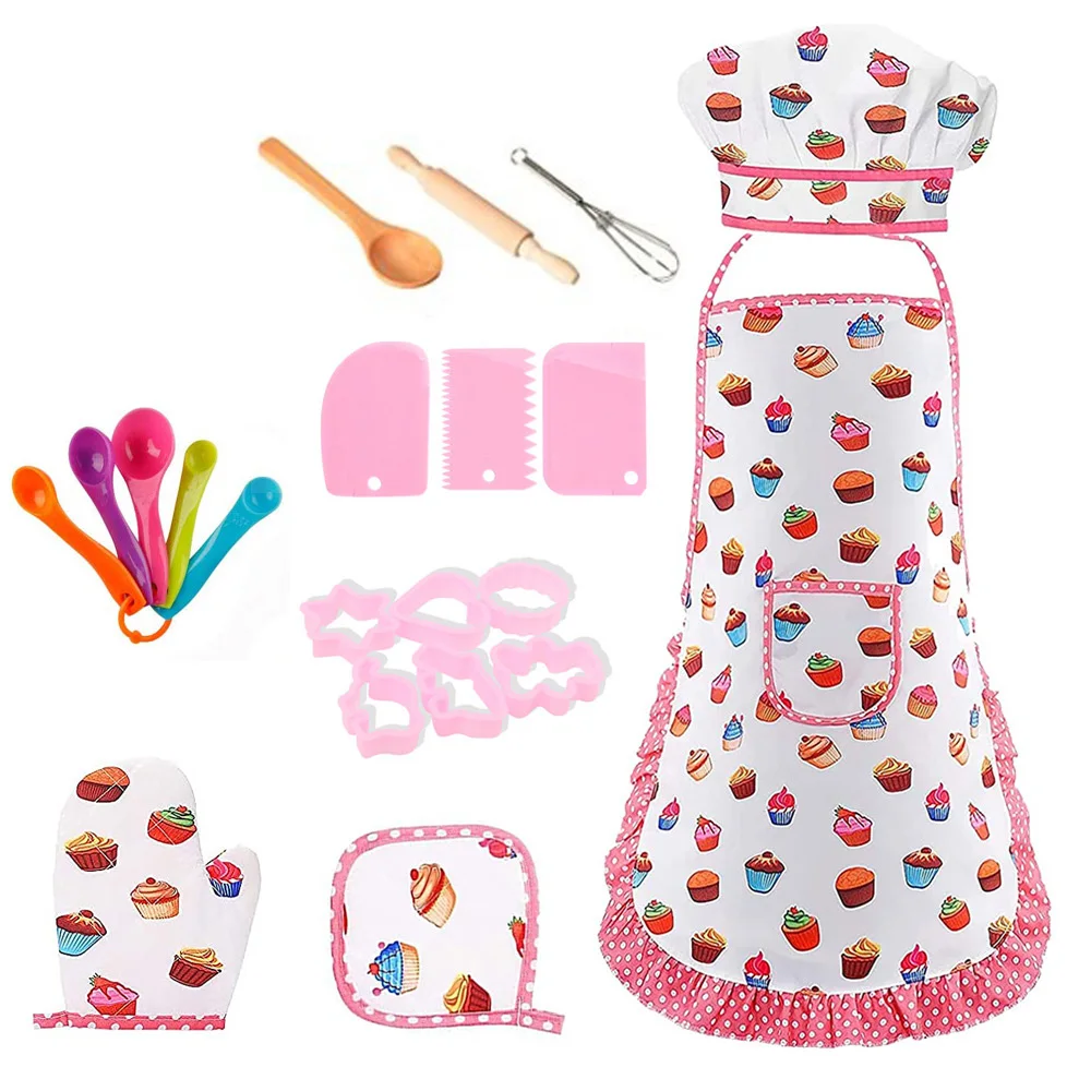 Pretend Play Apron Cooking Tool Model Set Role Play Kitchen Toy Play House Early Education Toys Gifts For Children Kids Girl