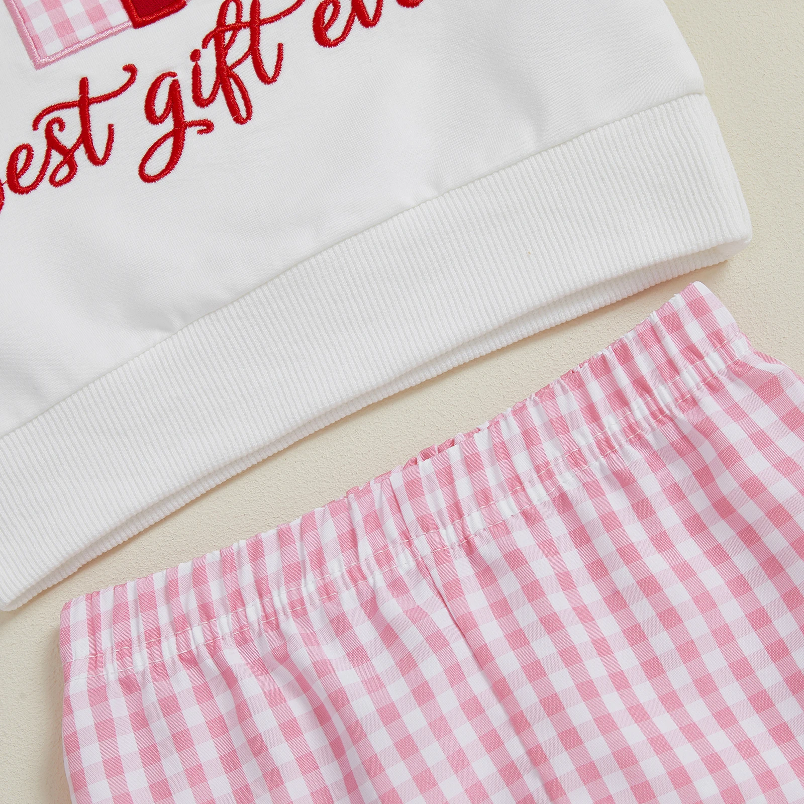 طقم سويت شيرت بأكمام طويلة مطبوع ومطرز لعيد الميلاد للفتيات الصغيرات مع قيعان جرس منقوشة مكونة من قطعتين #5