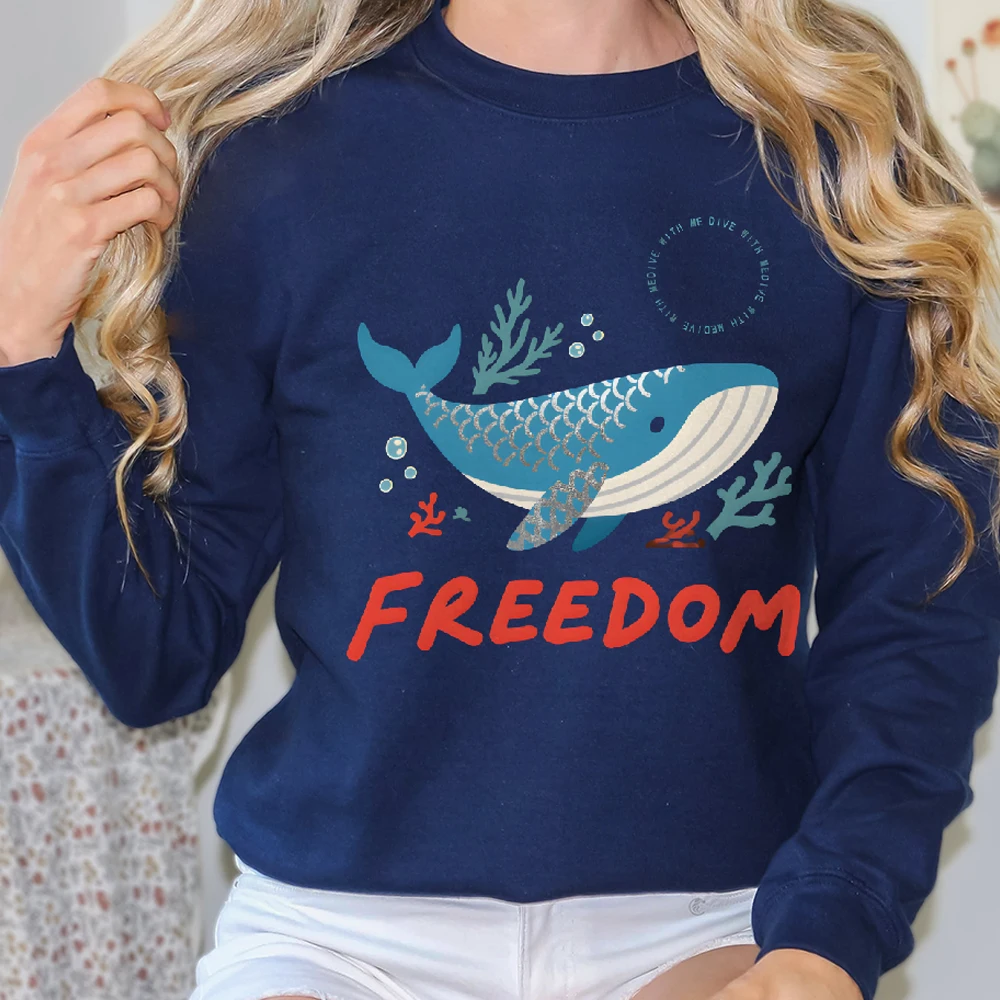 

Freedom Blue Whale Casual Daily Wear Unisex Sweatshirt with Multiple Colors Versatile Stylish Pullover New Arrival Best Seller