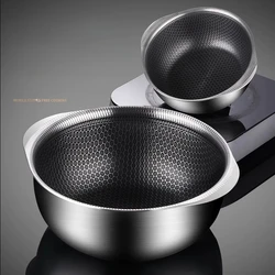 Honeycomb 316 stainless steel small pot non stick Double ear baking bowl Induction cooker for household use soup bowl