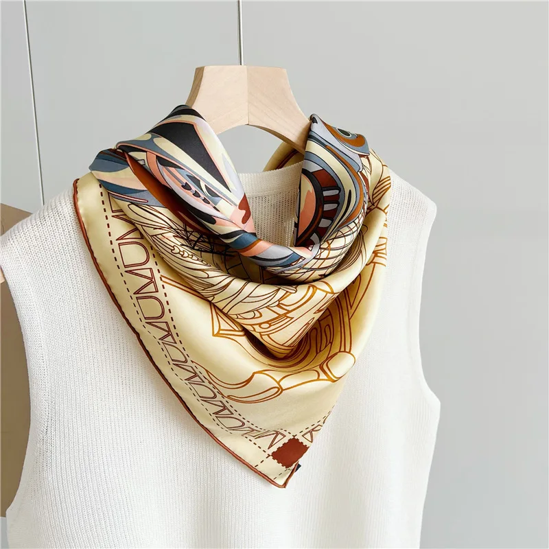 90 Silk Scarf Wraps 2023 Spring Fashion Print 100% Head Silk Scarf Hijab for Hair Wrapping 35\