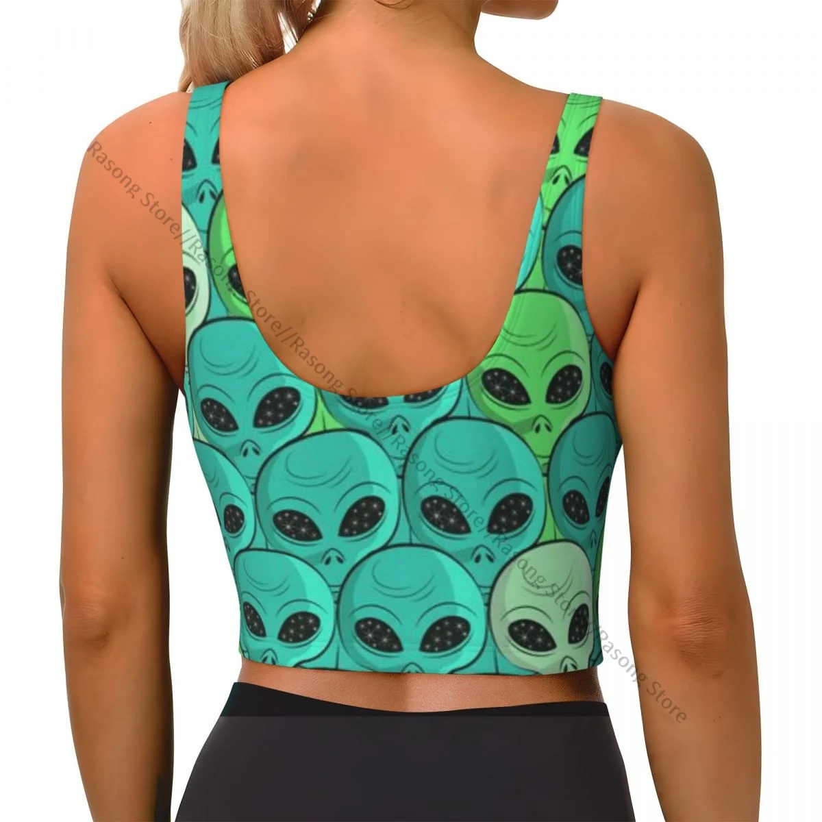 Sports Bra Women Running Yoga Clothes Vest Aliens Background Gathering Fitness Vest