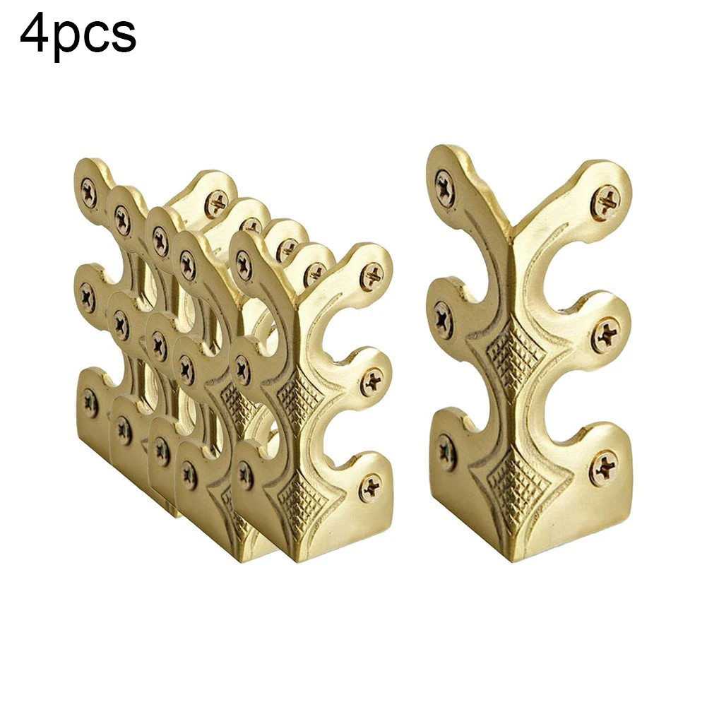 4 Piece Solid Brass Corner Protectors for Table Edges Skirting Boards and Furniture Legs Rust Resistant Vintage Style Finish