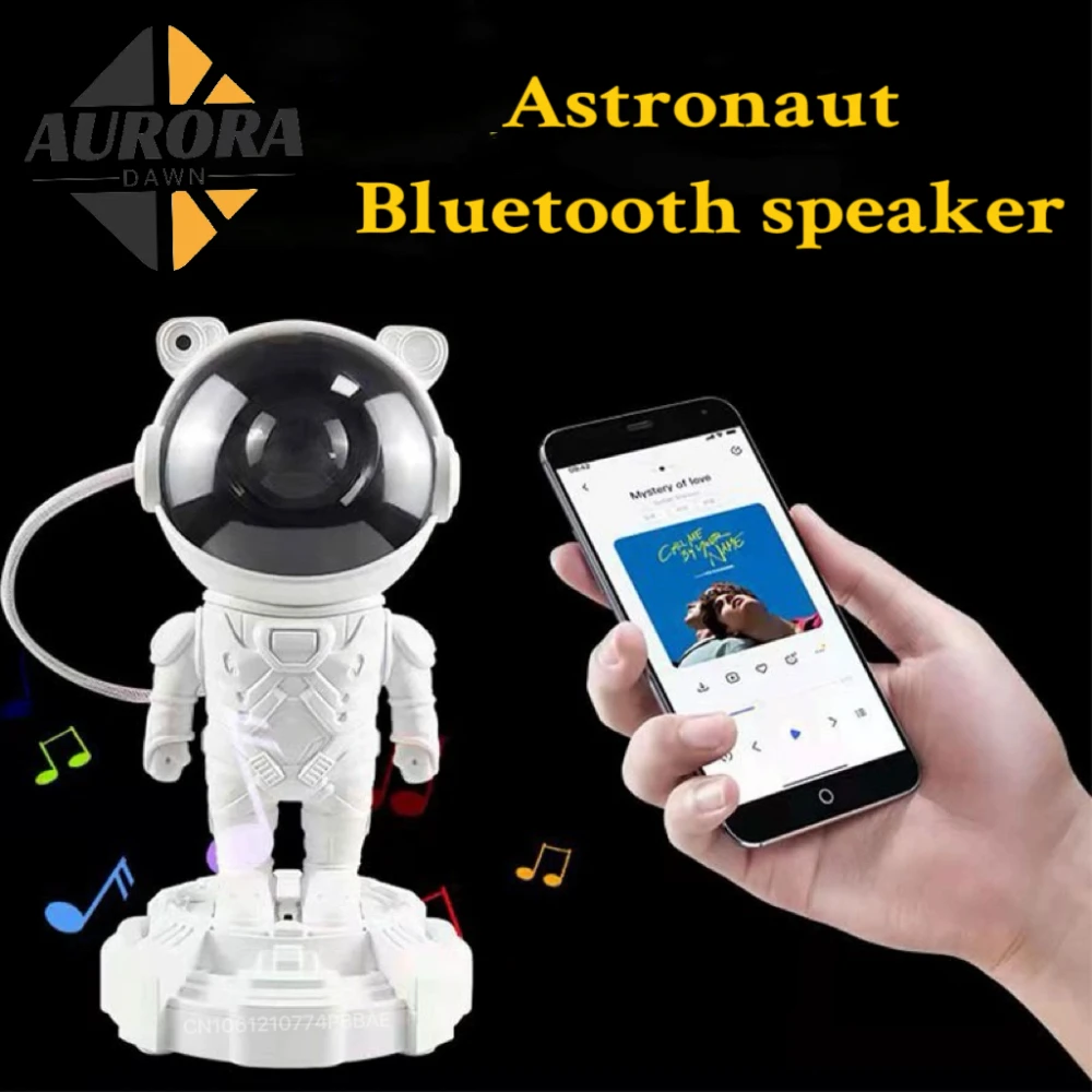 Novelty Astronaut Led Projector Light With Bluetooth Speaker Strong Bass Decorative Lamp Bedroom Atmosphere Lantern Decoration