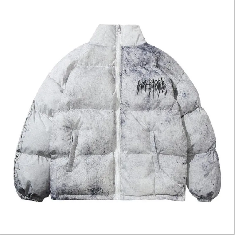 Chaqueta Bomber acolchada de gran tamaño para hombre, abrigo de Hip Hop, ropa de calle, chaqueta de Graffiti, Parka de algodón Harajuku, abrigo de