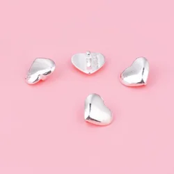 s925 sterling silver smooth heart-shaped double hole twist-button bracelet necklace Braided rope diy jewelry accessories