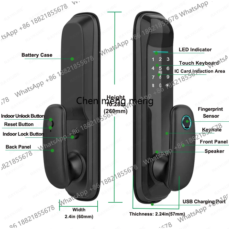FM09 Tuya Wifi Smart Door Lock  Fingerprint Lock Auto Electronic Bio-metric Lock for Smart Home
