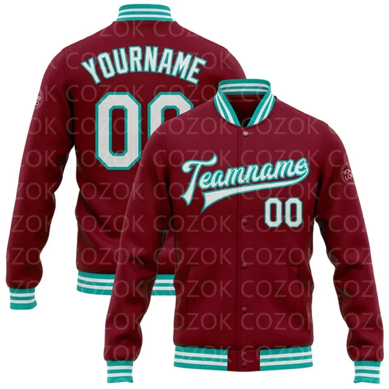 

Custom Dark Brownish 3D Printed Baseball Button Jacket Bomber Full-Snap Varsity Letterman Jacket