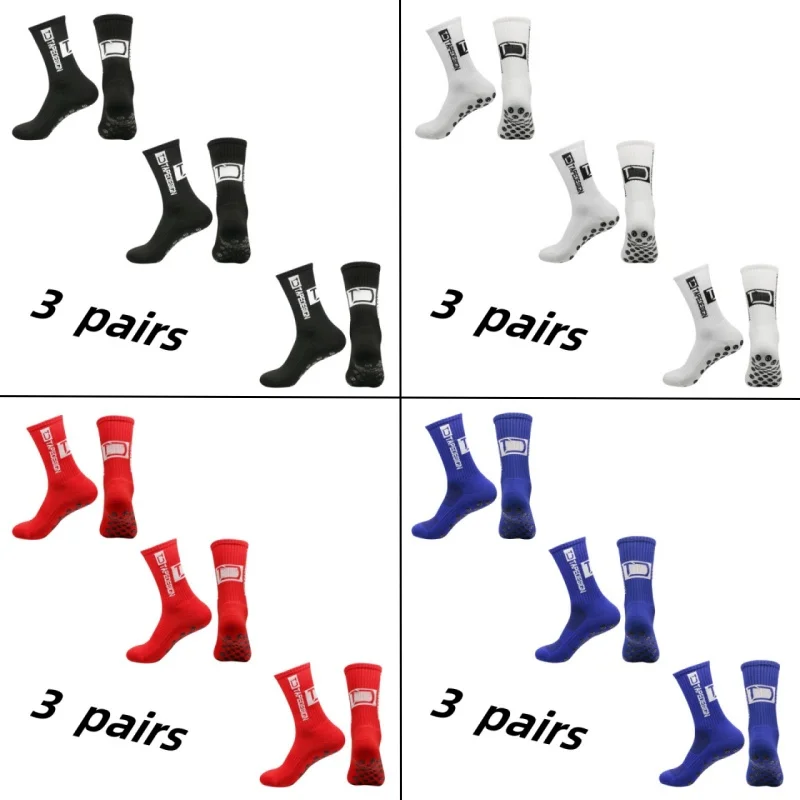 

3Pairs/Lot New in ANTI SLIP Tapedesign Football Socks Mid Calf Non-Slip Soccer Sport Cycling Sports Mens Sock Women