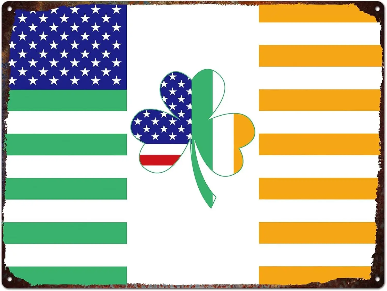 Irish Metal Tin Sign, Ireland Flags Art Wall Decor Signs Retro Vintage USA American Ireland Shamrock Decorative Irish Metal Sign