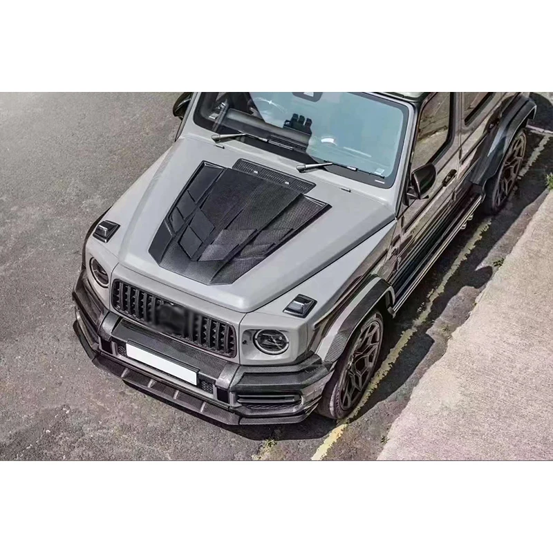 

Передний бампер автомобиля из углеродного волокна, крышка двигателя, капот, вентиляционные детали для Mercedes Benz G-Class W464 G500 G550 2019+, комплект кузова