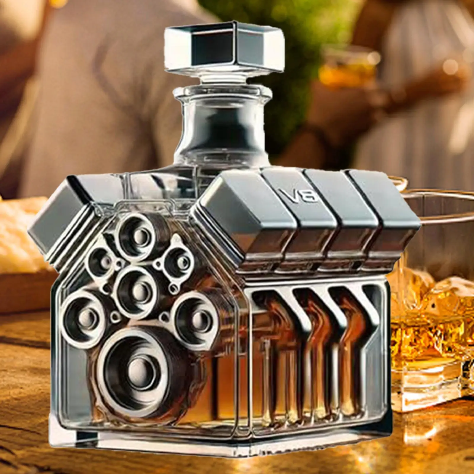 Car Motor Whiskey Decanter v8 Glass Bottle for Whiskey Bourbon Collectible Decoration