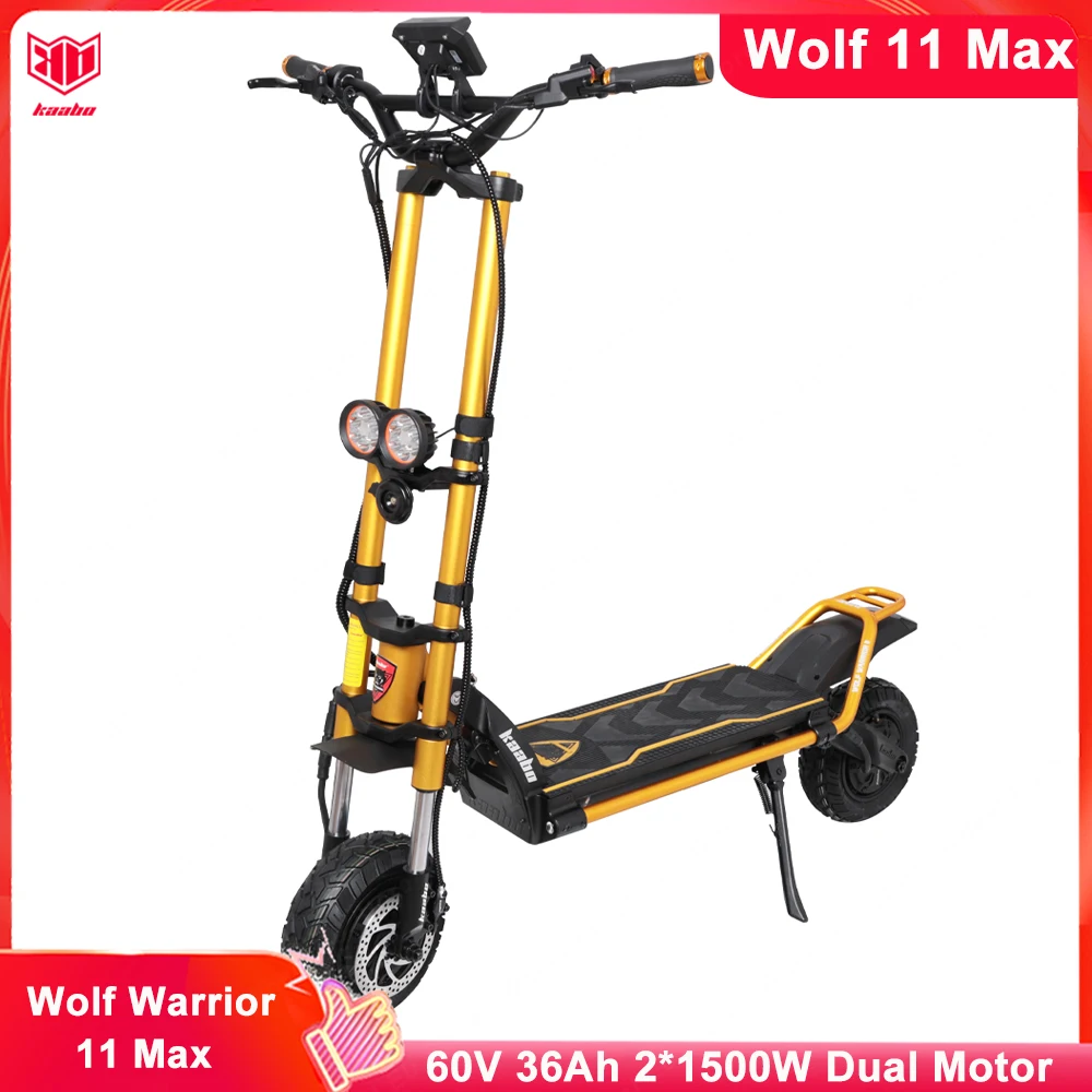 

Original Newest Kaabo Wolf Warrior 11 Max 60V 36Ah Battery with Central display 2*1500W Dual Motor Kaabo Electric Scooter