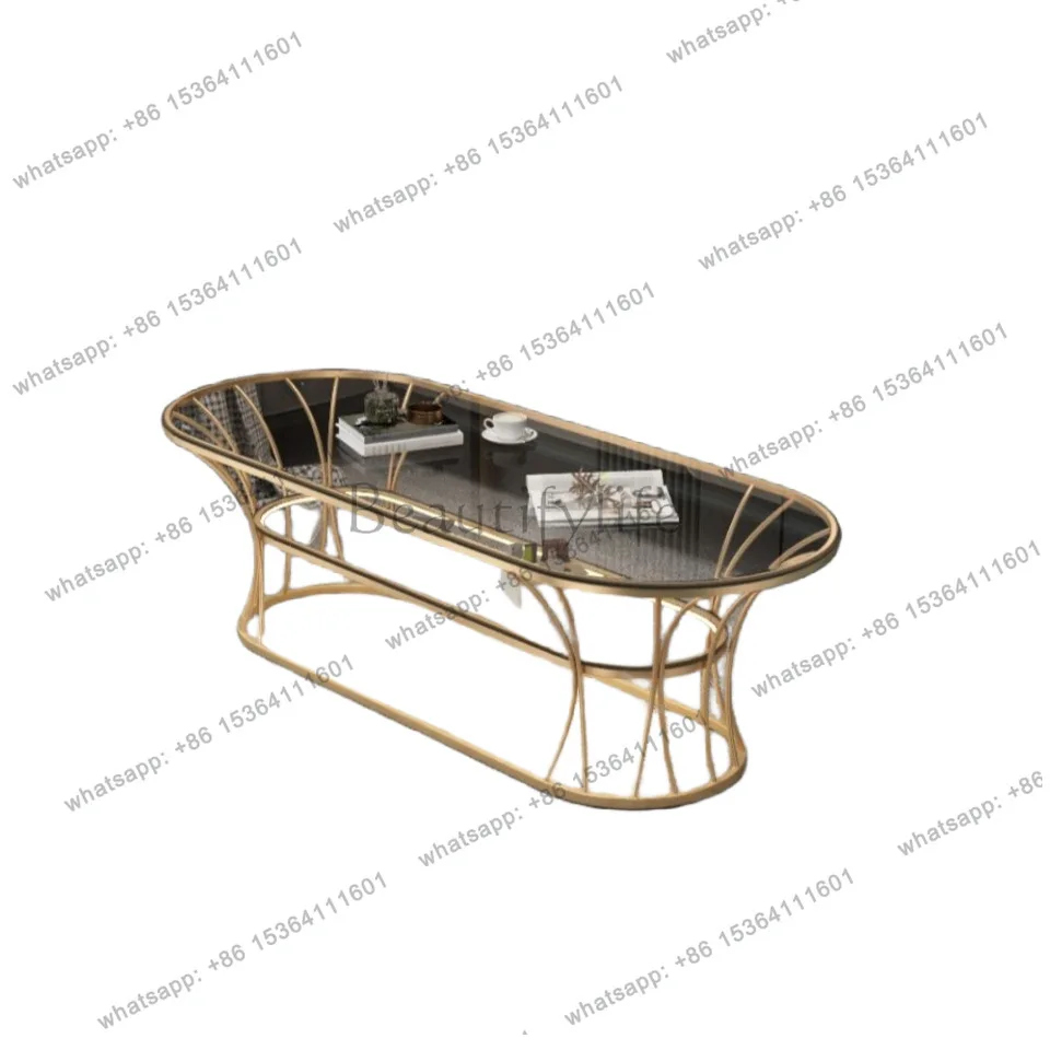 Simple modern home coffee table small apartment rental room living room round glass