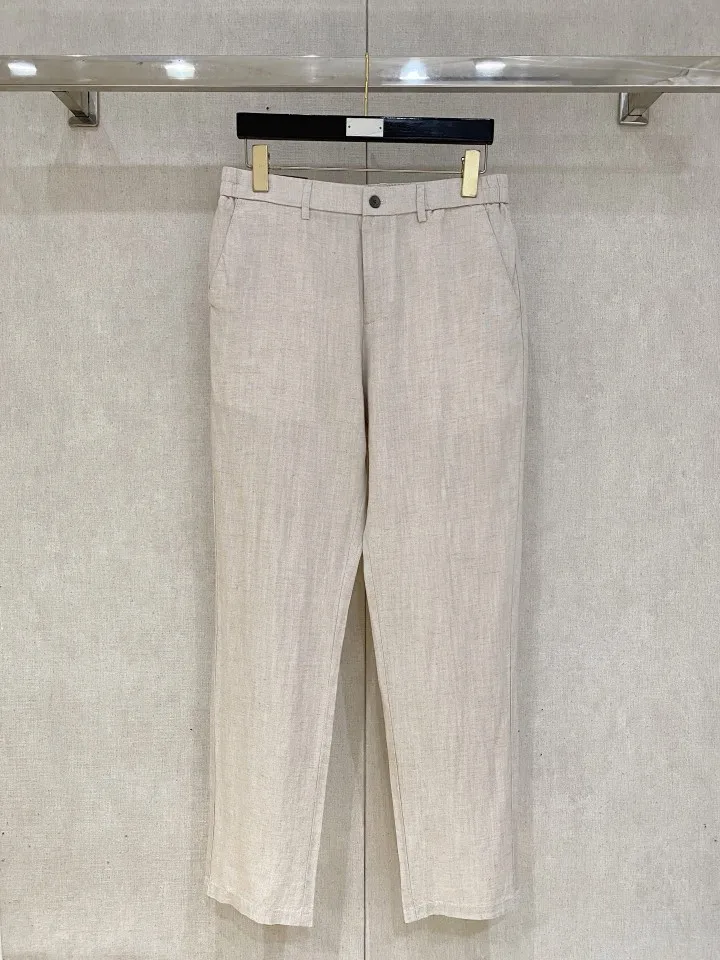  men's old money style linen blend straight-leg trousers