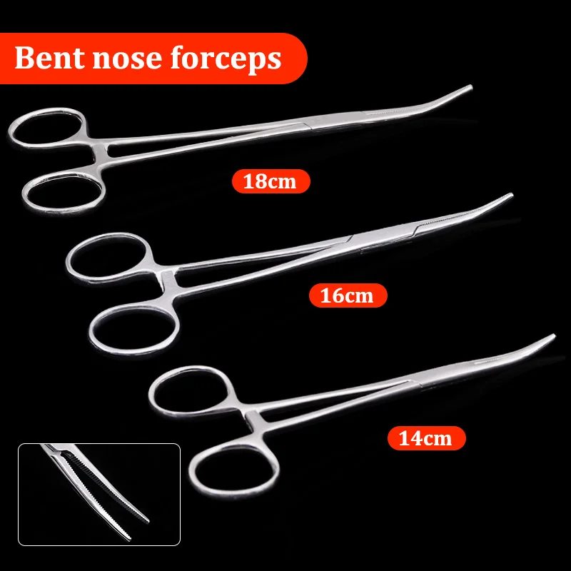 14Cm/16Cm/18Cm Stainless Steel Needle Holder Forceps Hemostatic Clamp Tool Animal Veterinary Surgical Suture Instrument Tools