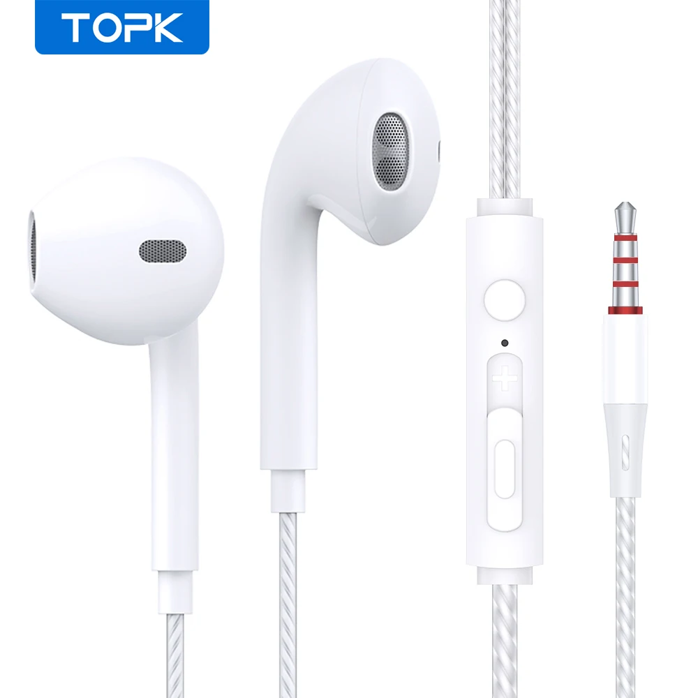 TOPK F20 3.5mm In-ear Headphone HiFi Sound Quality with Mic Type C Jack Earphone Original High Quality Headset Sport Headset